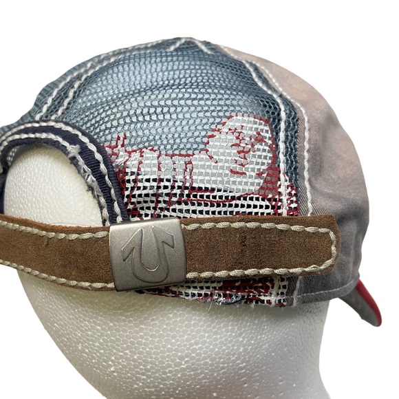 Y2K Vintage True Religion Jeans Rhinestone Mesh Trucker Hat TRBJ Grunge - Picture 4 of 15